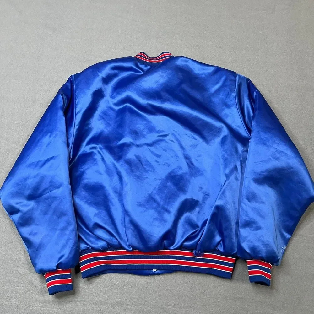 Vintage Swingster Sacramento Kings Jacket Mens Large Blue Satin Lined Snap Front